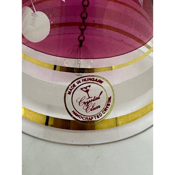 VTG Hungarian Crystal Bell Handcrafted Ajka Cherry Cut Glass Collectible 3"x6.5" - Picture 3 of 9